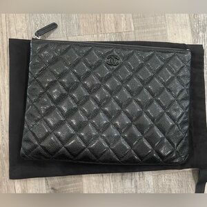 CHANEL Black Interior with Silver Zipper